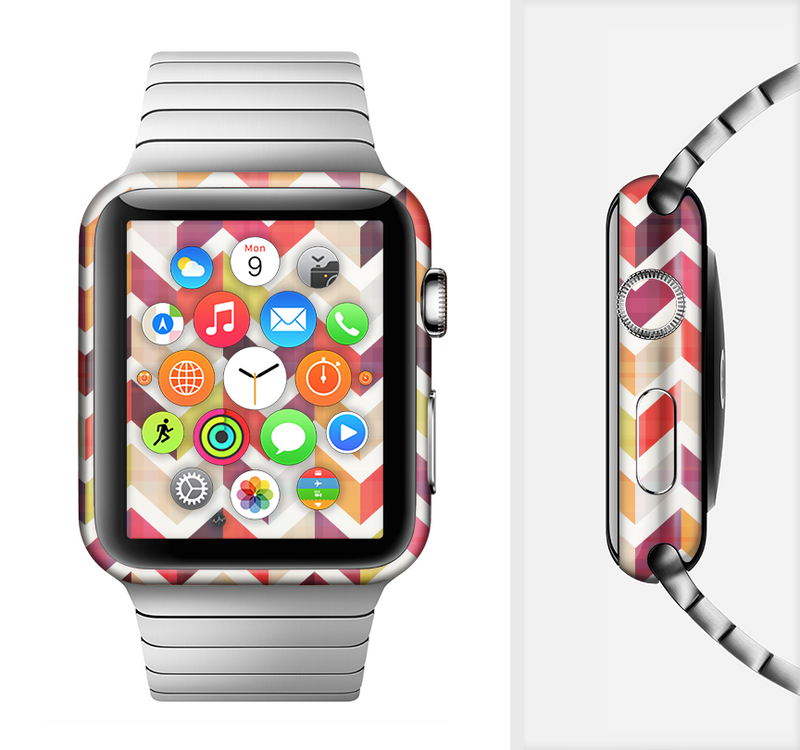 The Colorful Segmented Scratched ZigZag Full-Body Skin Set for the Apple Watch