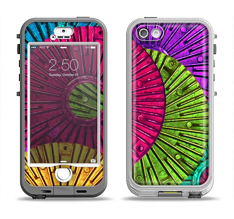 The Colorful Segmented Wheels Apple iPhone 5-5s LifeProof Nuud Case Skin Set