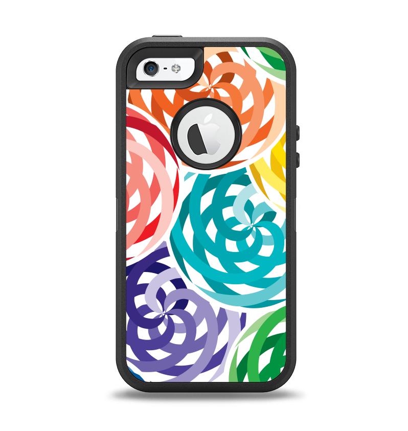 The Colorful Spiral Eclipse Apple iPhone 5-5s Otterbox Defender Case Skin Set
