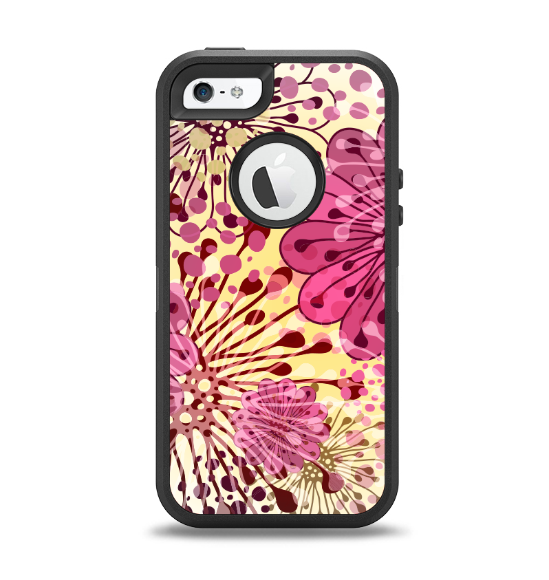 The Colorful Translucent Water-Flowers Apple iPhone 5-5s Otterbox Defender Case Skin Set