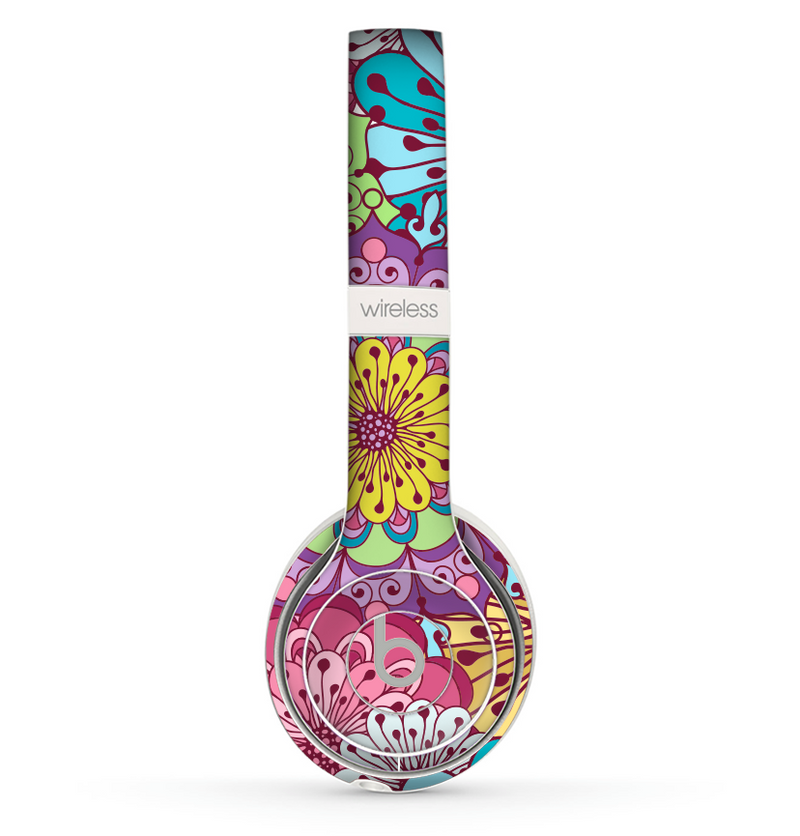 The Colorful Vector Flower Collage Skin Set for the Beats by Dre Solo 2 Wireless Headphones