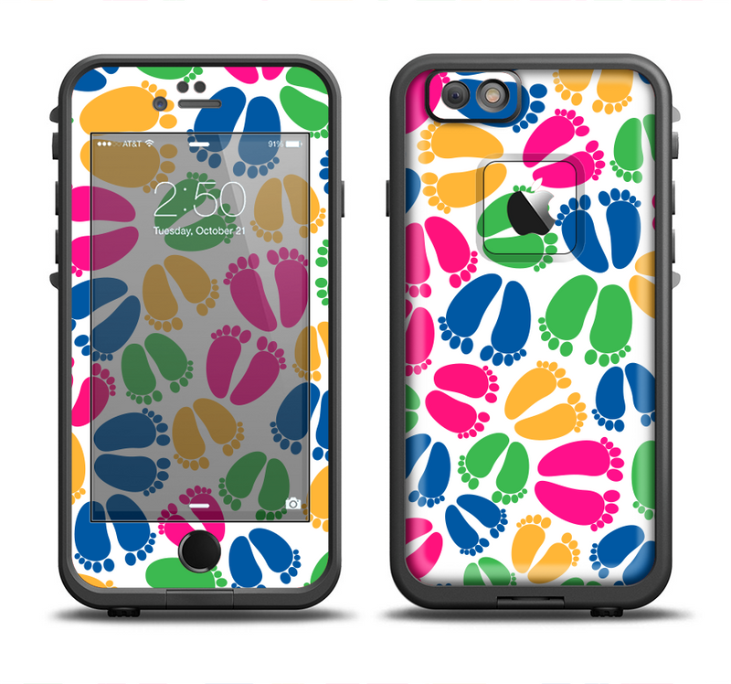 The Colorful Vector Footprints Apple iPhone 6/6s LifeProof Fre Case Skin Set