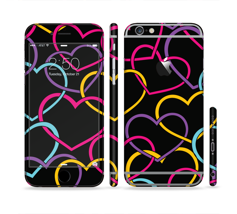 The Colorful Vector Hearts Sectioned Skin Series for the Apple iPhone 6/6s