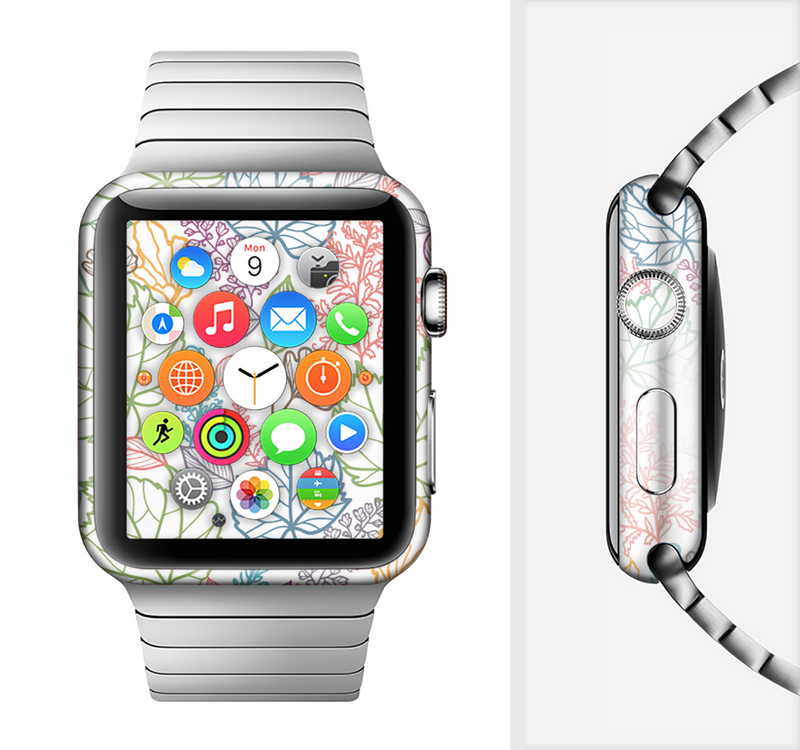 The Colorful Vector Leaves Full-Body Skin Set for the Apple Watch