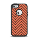 The Coral & Black Sketch Chevron Apple iPhone 5-5s Otterbox Defender Case Skin Set