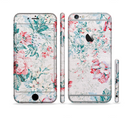 The Coral & Blue Grunge Watercolor Floral Sectioned Skin Series for the Apple iPhone 6/6s