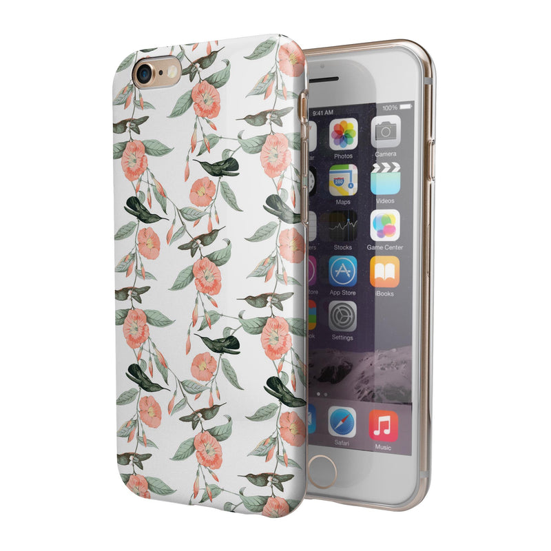 The Coral Flower and Hummingbird All Over Print iPhone 6/6s or 6/6s Plus 2-Piece Hybrid INK-Fuzed Case