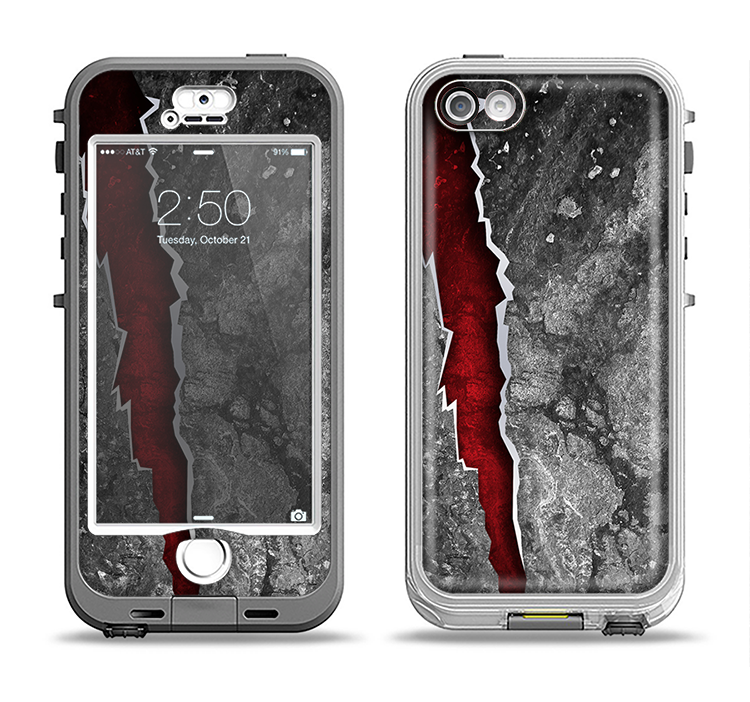 The Cracked Red Core Apple iPhone 5-5s LifeProof Nuud Case Skin Set