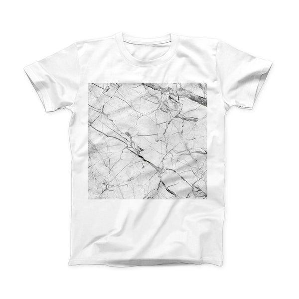 The Cracked White Marble Slate ink-Fuzed Front Spot Graphic Unisex Soft-Fitted Tee Shirt