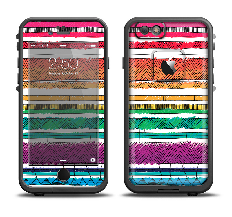 The Crayon Colored Doodle Patterns Apple iPhone 6/6s LifeProof Fre Case Skin Set