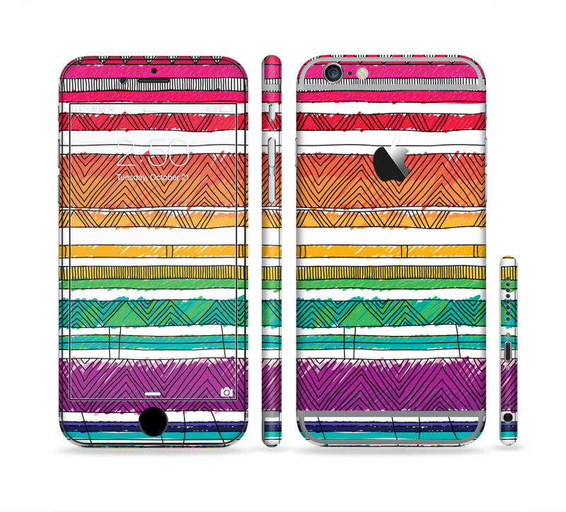 The Crayon Colored Doodle Patterns Sectioned Skin Series for the Apple iPhone 6/6s Plus