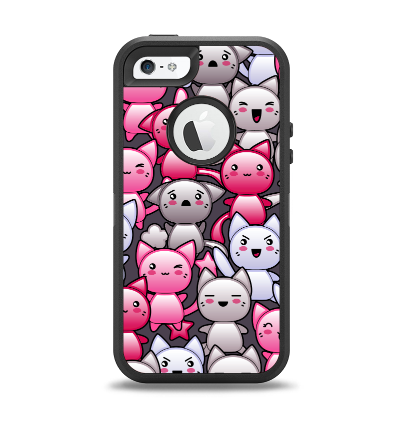 The Cute Abstract Kittens Apple iPhone 5-5s Otterbox Defender Case Skin Set