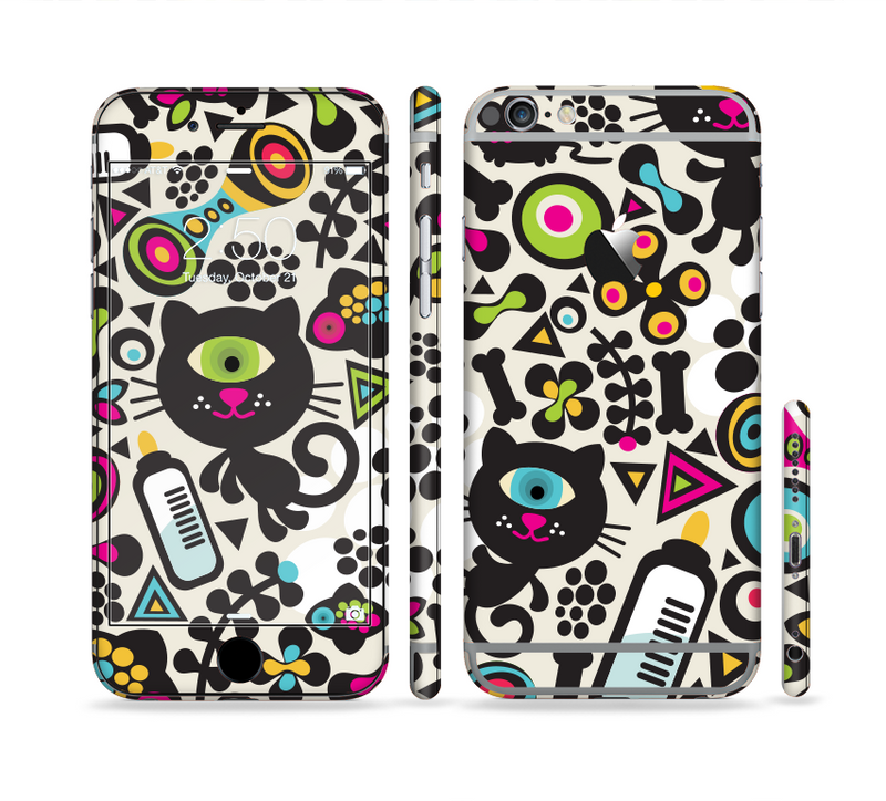 The Cute, Colorful One-Eyed Cats Pattern Sectioned Skin Series for the Apple iPhone 6/6s