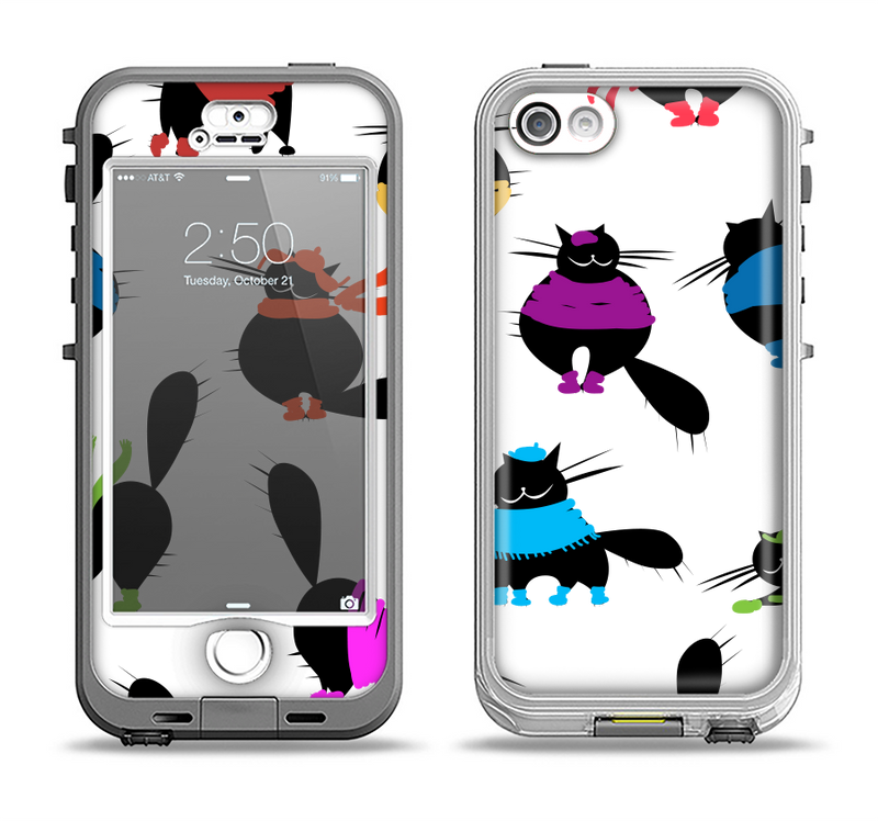 The Cute Fashion Cats Apple iPhone 5-5s LifeProof Nuud Case Skin Set