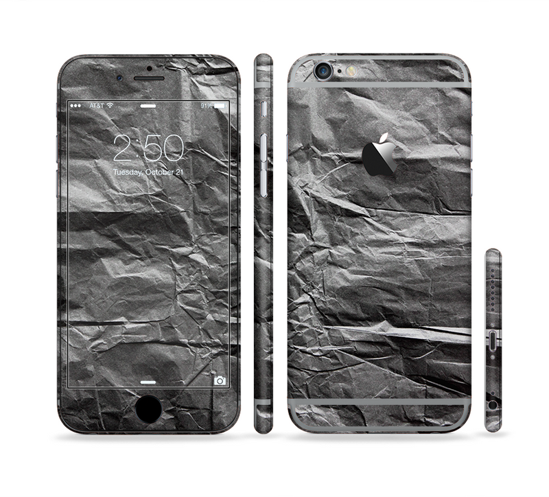 The Dark Black Wrinkled Paper Sectioned Skin Series for the Apple iPhone 6/6s Plus