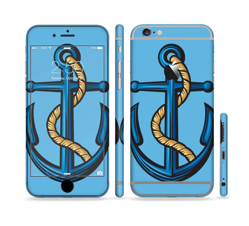 The Dark Blue Anchor with Rope Sectioned Skin Series for the Apple iPhone 6/6s