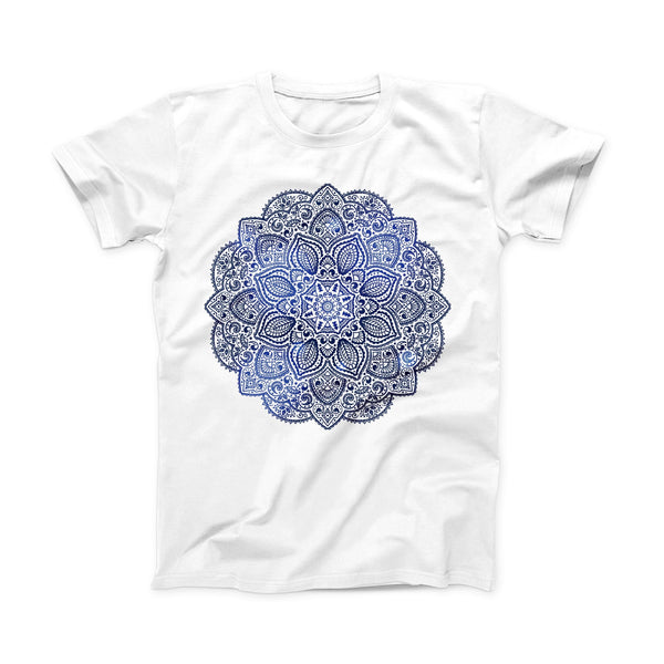 The Dark Blue Indian Ornament ink-Fuzed Front Spot Graphic Unisex Soft-Fitted Tee Shirt