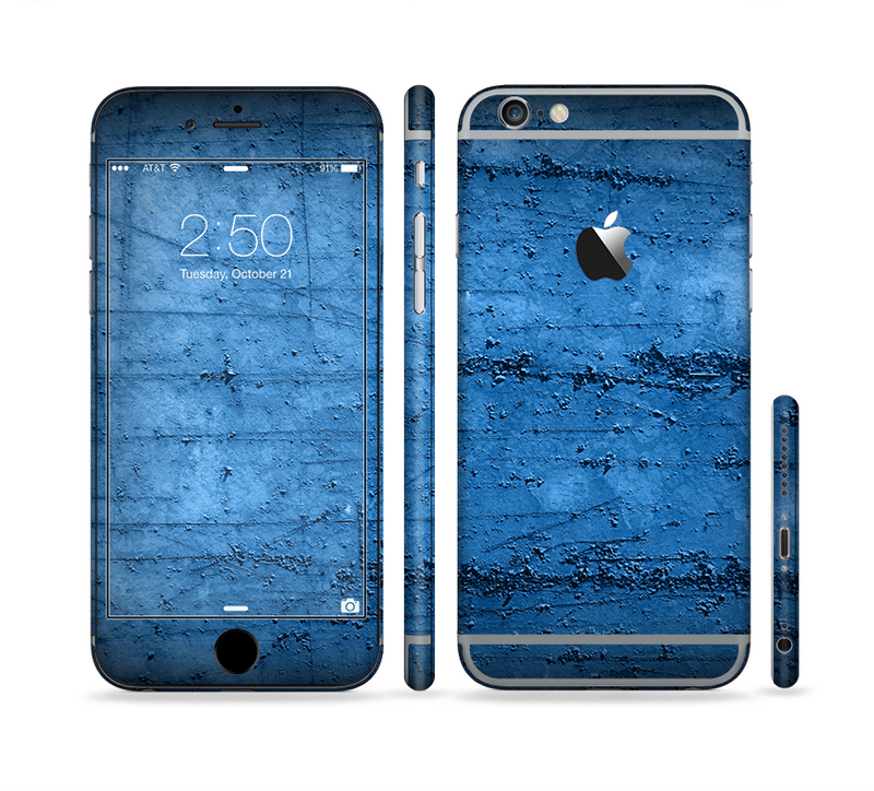 The Dark Blue Scratched Stone Wall Sectioned Skin Series for the Apple iPhone 6/6s