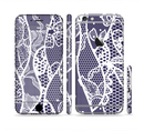 The Dark Blue & White Lace Design Sectioned Skin Series for the Apple iPhone 6/6s