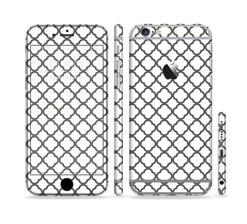The Dark Gray & White Seamless Morocan Pattern Sectioned Skin Series for the Apple iPhone 6/6s
