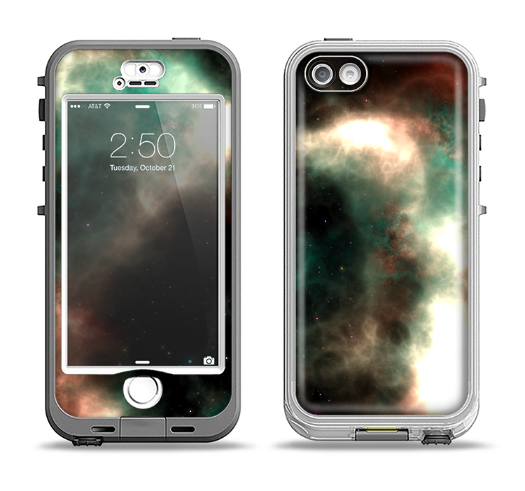 The Dark Green Glowing Universe Apple iPhone 5-5s LifeProof Nuud Case Skin Set