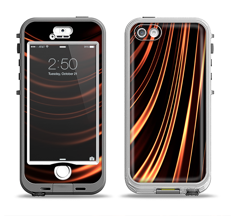 The Dark Orange Shadow Fabric Apple iPhone 5-5s LifeProof Nuud Case Skin Set