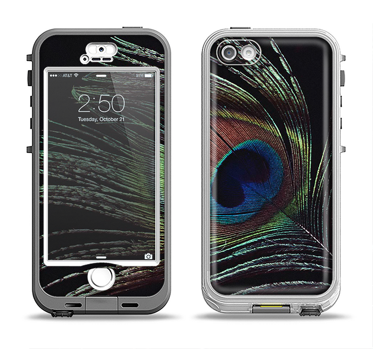 The Dark Peacock Spread Apple iPhone 5-5s LifeProof Nuud Case Skin Set
