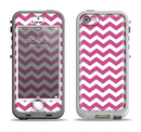 The Dark Pink & White Chevron Pattern V2 Apple iPhone 5-5s LifeProof Nuud Case Skin Set