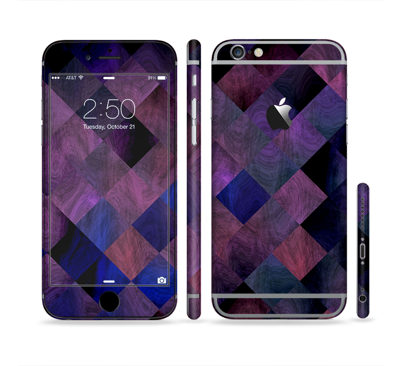 The Dark Purple Highlighted Tile Pattern Sectioned Skin Series for the Apple iPhone 6/6s