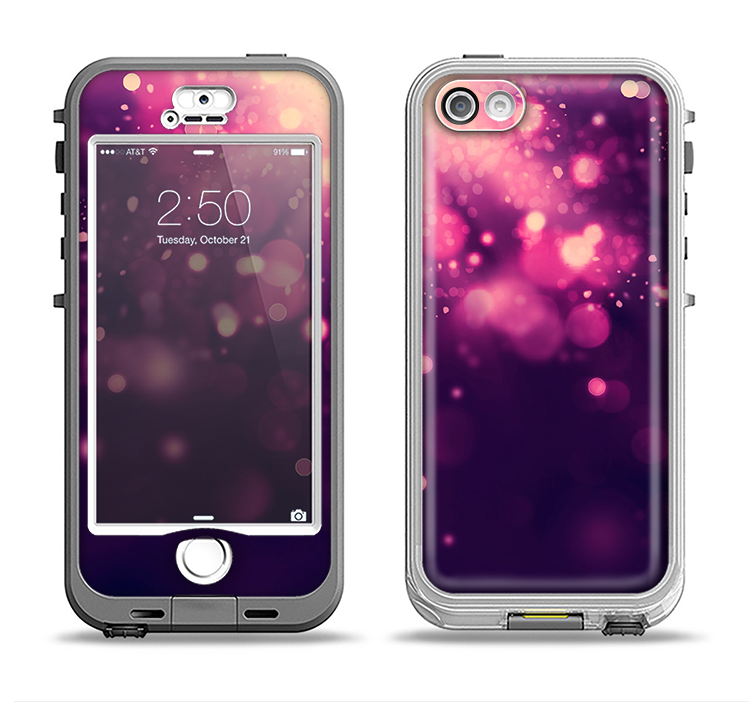 The Dark Purple with Desending Lightdrops Apple iPhone 5-5s LifeProof Nuud Case Skin Set