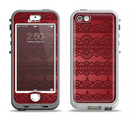 The Dark Red Highlighted Lace Pattern Apple iPhone 5-5s LifeProof Nuud Case Skin Set