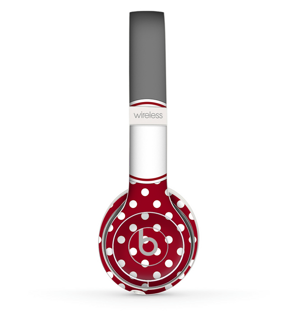 The Dark Red & White Polka Dot Monogram Skin Set for the Beats by Dre Solo 2 Wireless Headphones