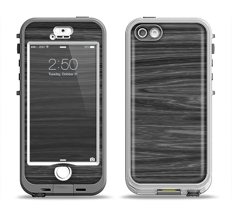 The Dark Slate Wood Apple iPhone 5-5s LifeProof Nuud Case Skin Set
