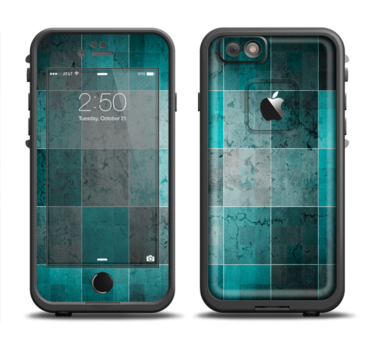 The Dark Teal Tiled Pattern V2 Apple iPhone 6/6s LifeProof Fre Case Skin Set