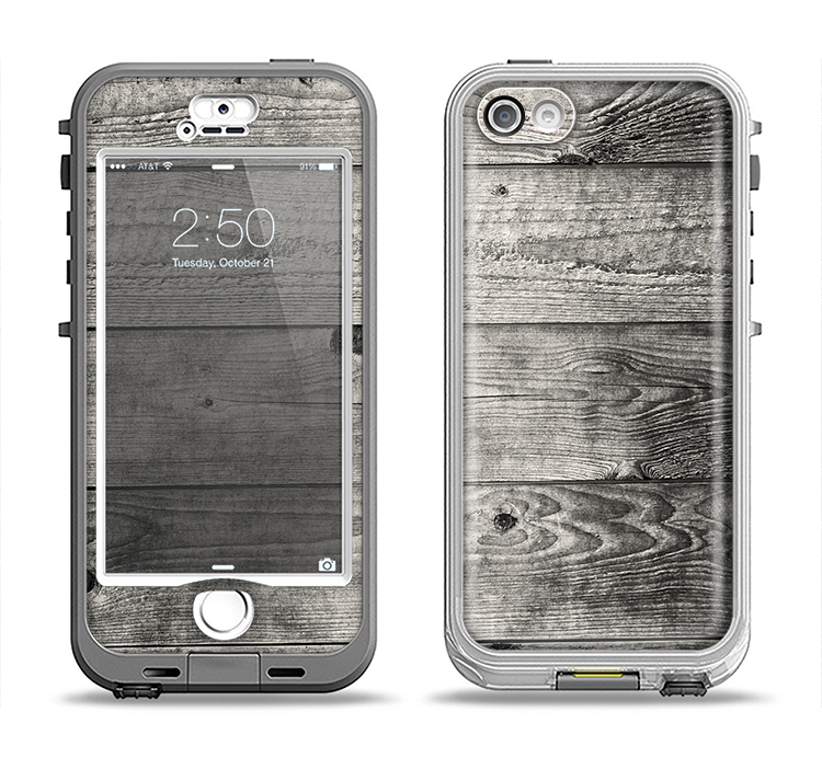 The Dark Washed Wood Planks Apple iPhone 5-5s LifeProof Nuud Case Skin Set