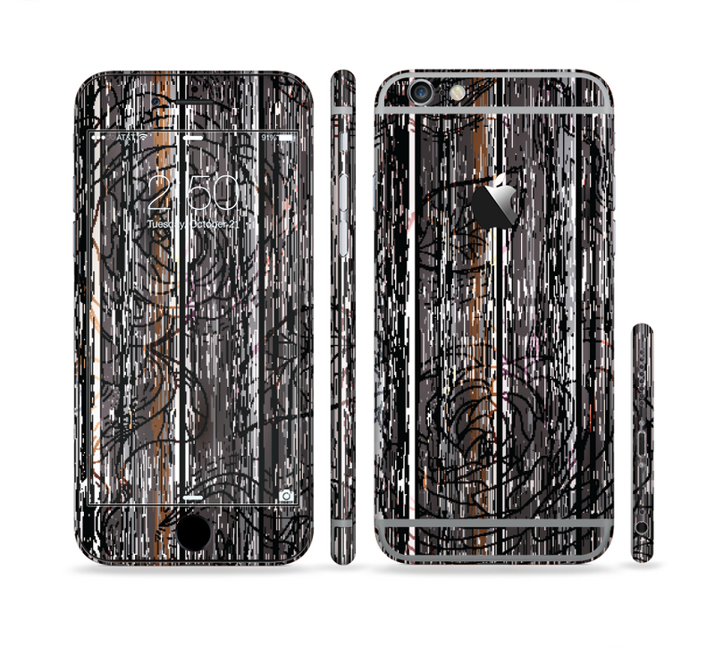 The Dark Wood with Floral Pattern Sectioned Skin Series for the Apple iPhone 6/6s