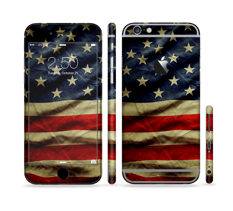 The Dark Wrinkled American Flag Sectioned Skin Series for the Apple iPhone 6/6s