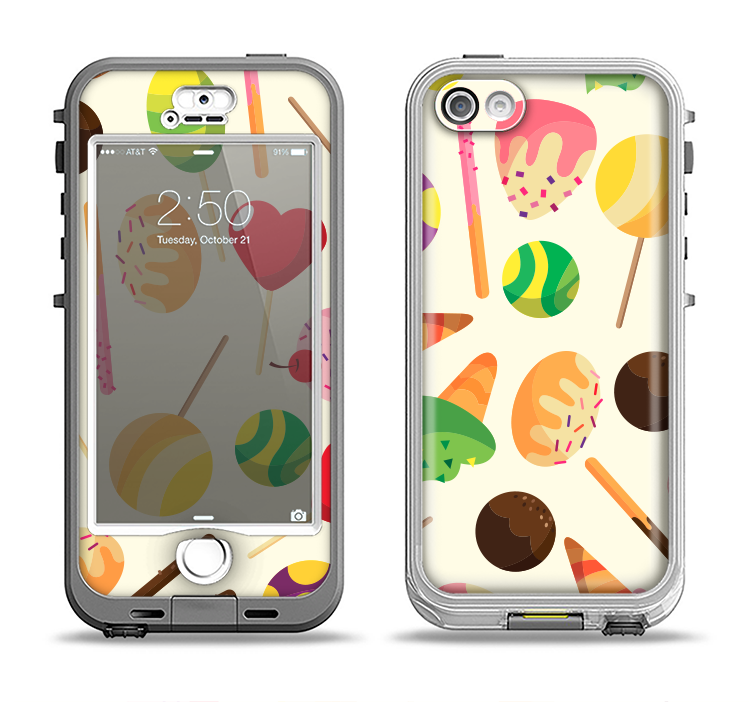 The Delish Treats Color Pattern Apple iPhone 5-5s LifeProof Nuud Case Skin Set