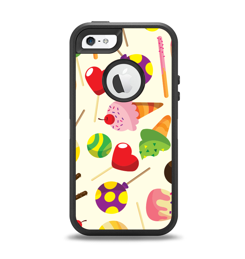 The Delish Treats Color Pattern Apple iPhone 5-5s Otterbox Defender Case Skin Set