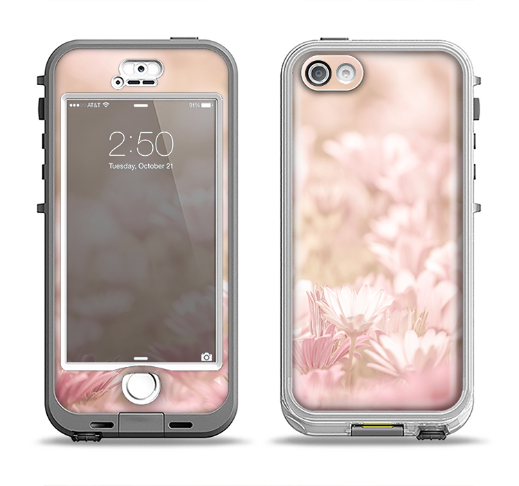 The Distant Pink Flowerland Apple iPhone 5-5s LifeProof Nuud Case Skin Set