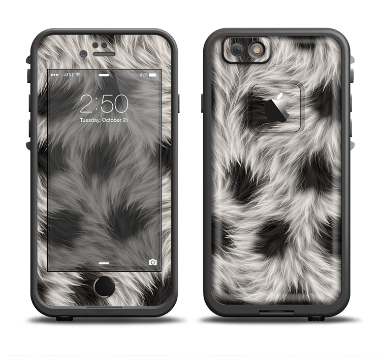 The Dotted Black & White Animal Fur Apple iPhone 6/6s LifeProof Fre Case Skin Set