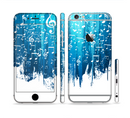 The Dripping Blue & White Music Notes Sectioned Skin Series for the Apple iPhone 6/6s