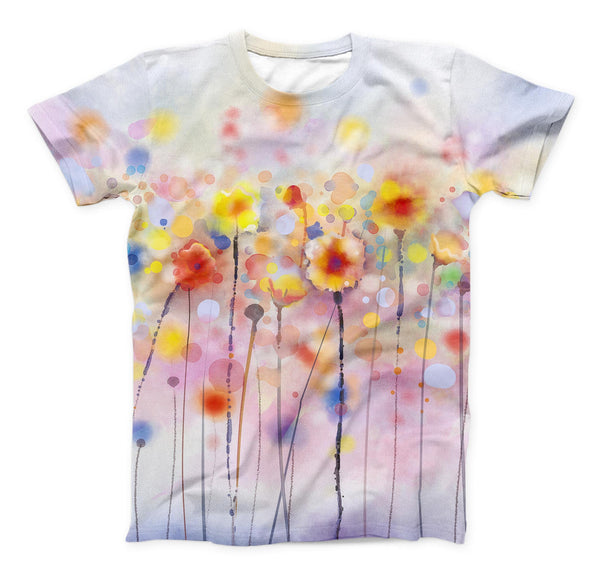 The Drizzle Watercolor Flowers V1 ink-Fuzed Unisex All Over Full-Printed Fitted Tee Shirt