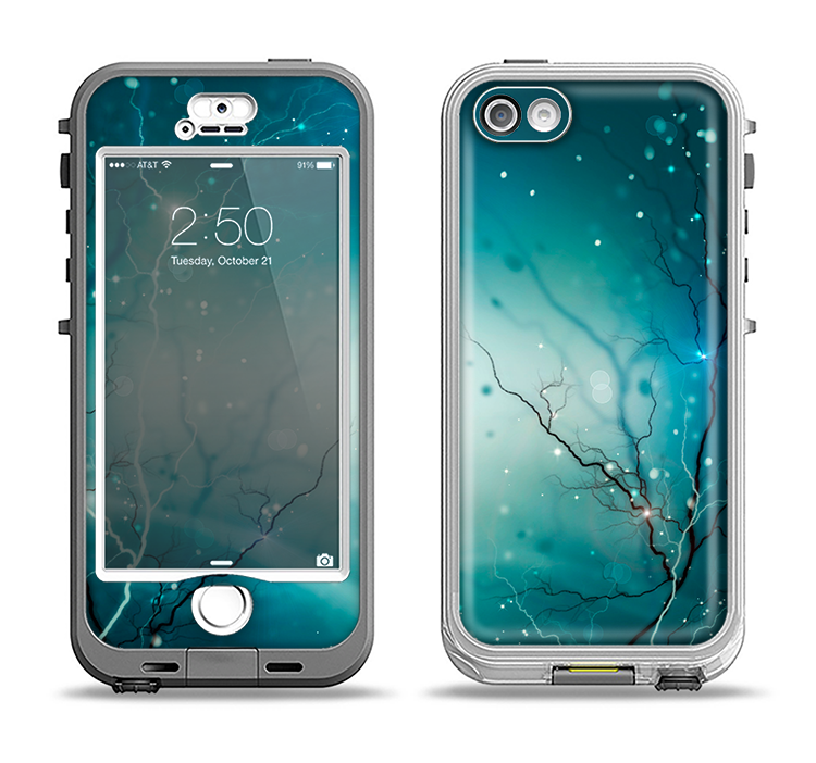 The Electric Teal Volts Apple iPhone 5-5s LifeProof Nuud Case Skin Set