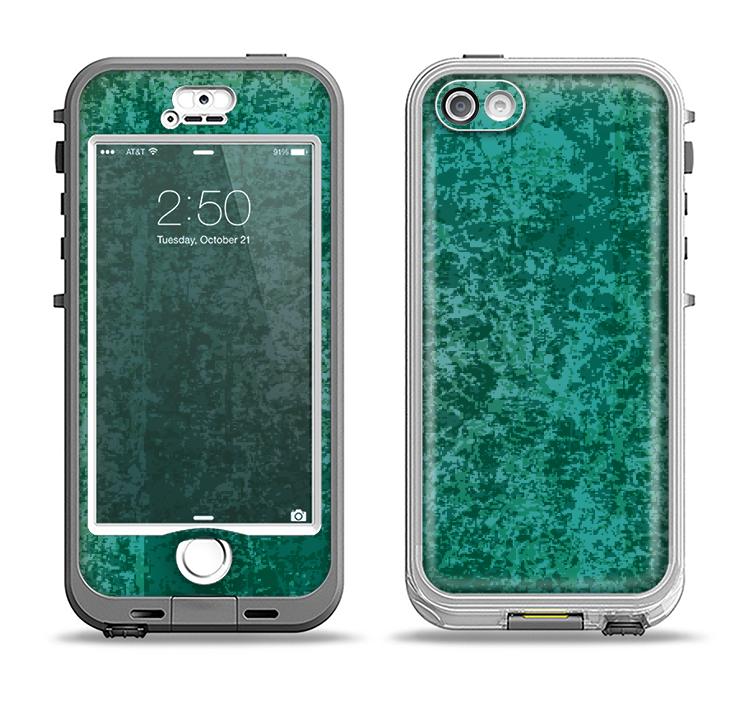 The Emerald Green Choppy Pattern Apple iPhone 5-5s LifeProof Nuud Case Skin Set