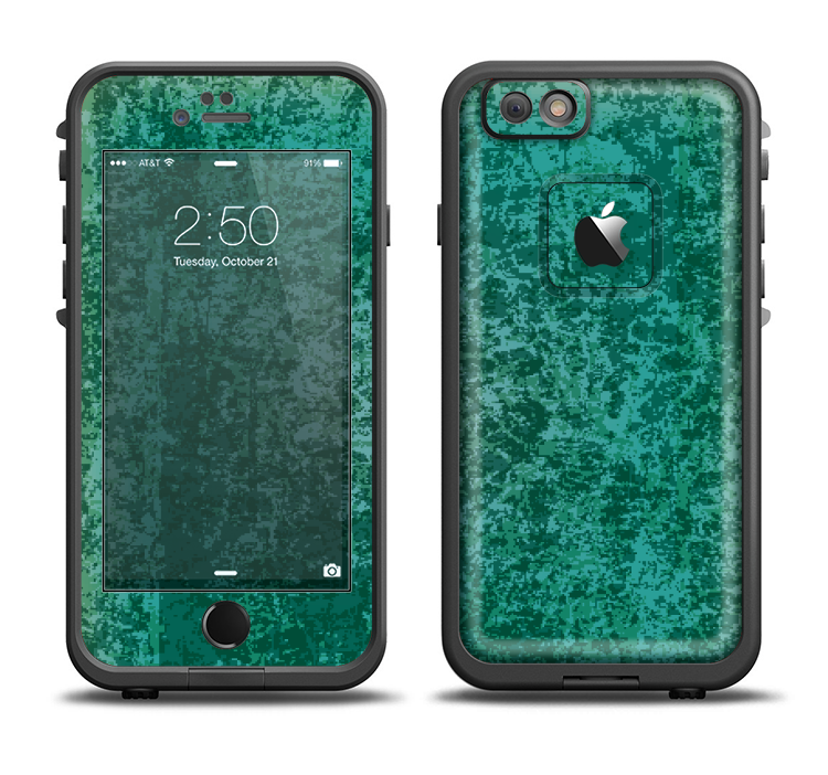 The Emerald Green Choppy Pattern Apple iPhone 6/6s LifeProof Fre Case Skin Set