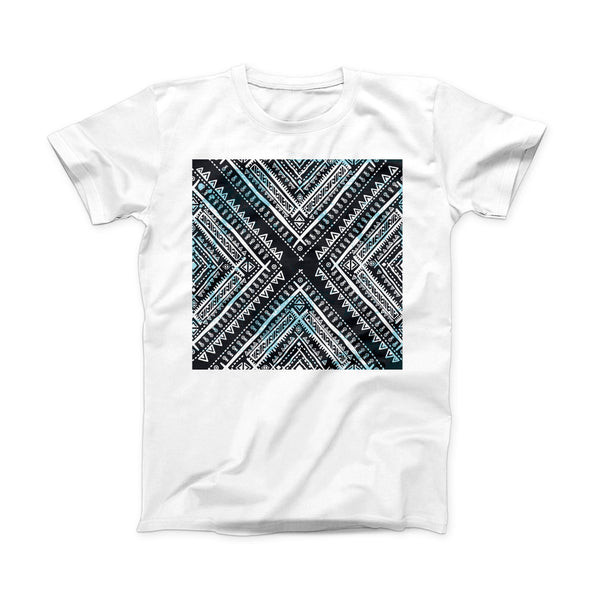 The Ethnic Aztec Navy Point ink-Fuzed Front Spot Graphic Unisex Soft-Fitted Tee Shirt
