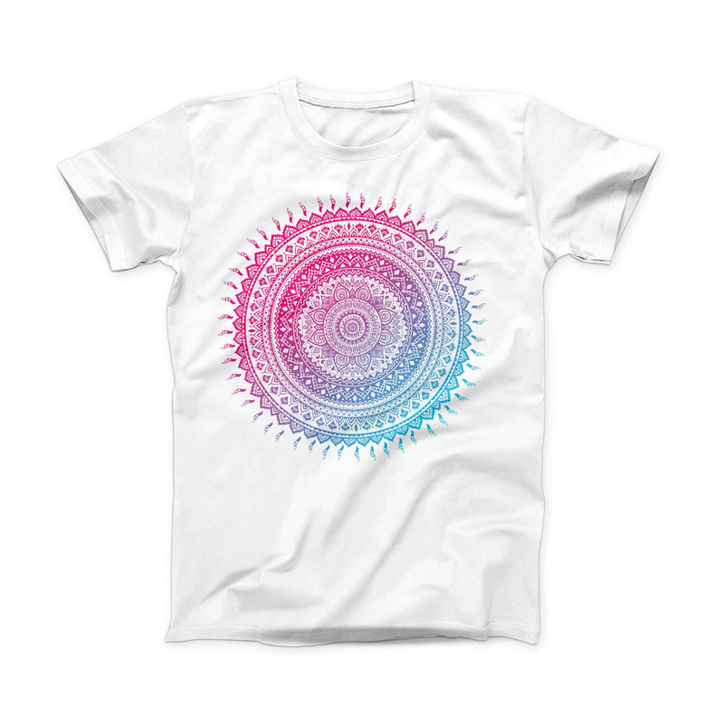 The Ethnic Indian Tie-Dye Circle ink-Fuzed Front Spot Graphic Unisex Soft-Fitted Tee Shirt