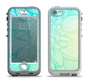 The Faded Blue & Green Subtle Floral Apple iPhone 5-5s LifeProof Nuud Case Skin Set