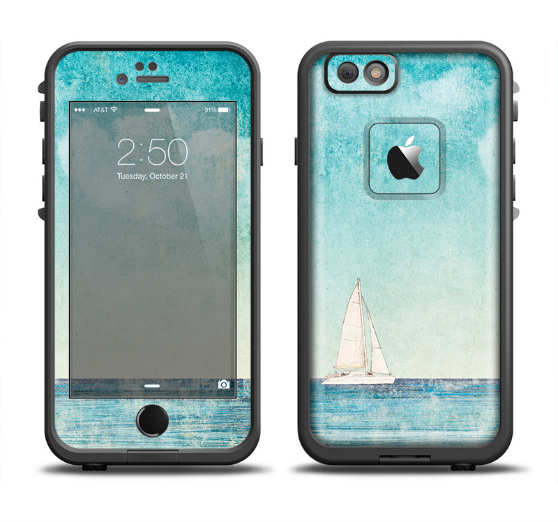 The Faded WaterColor Sail Boat Apple iPhone 6/6s LifeProof Fre Case Skin Set
